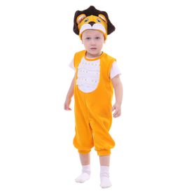 Карнавальный костюм для мальчика "Лев" от 1,5-3-х лет, велюр, 2 предмета: комбинезон, шапка
