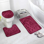 Набор ковриков для ванной и туалета Доляна, 3 шт: 36×43, 40×50, 50×80 см, цвет бордовый - фото 177240