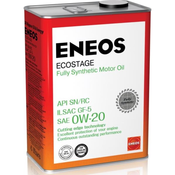 Моторное масло Eneos Ecostage 100% Synt.SN 0/20, 4 л