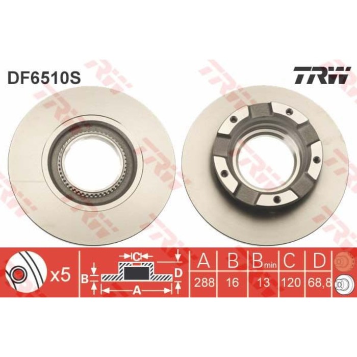 Диск тормозной TRW DF6510S