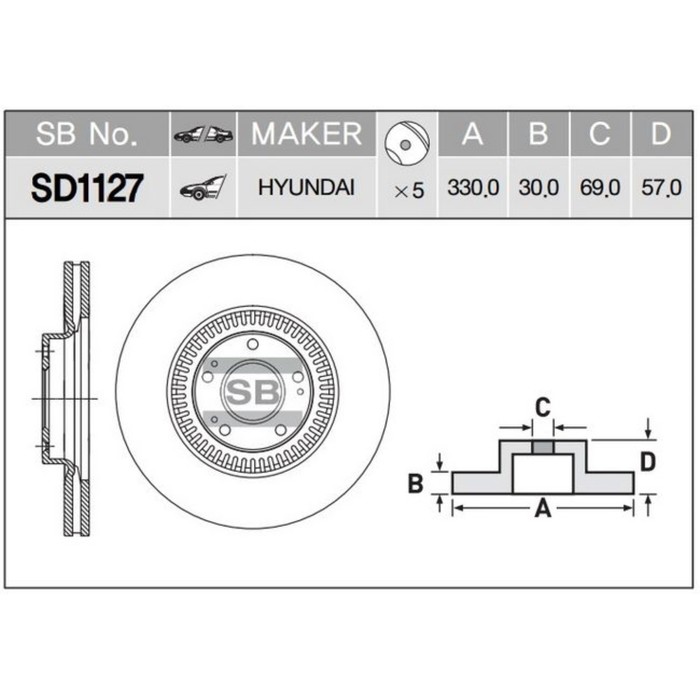 Диск тормозной SANGSIN SD1127