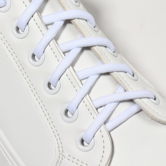 Шнурки для обуви, пара, круглые, d = 3 мм, 120 см, цвет белый