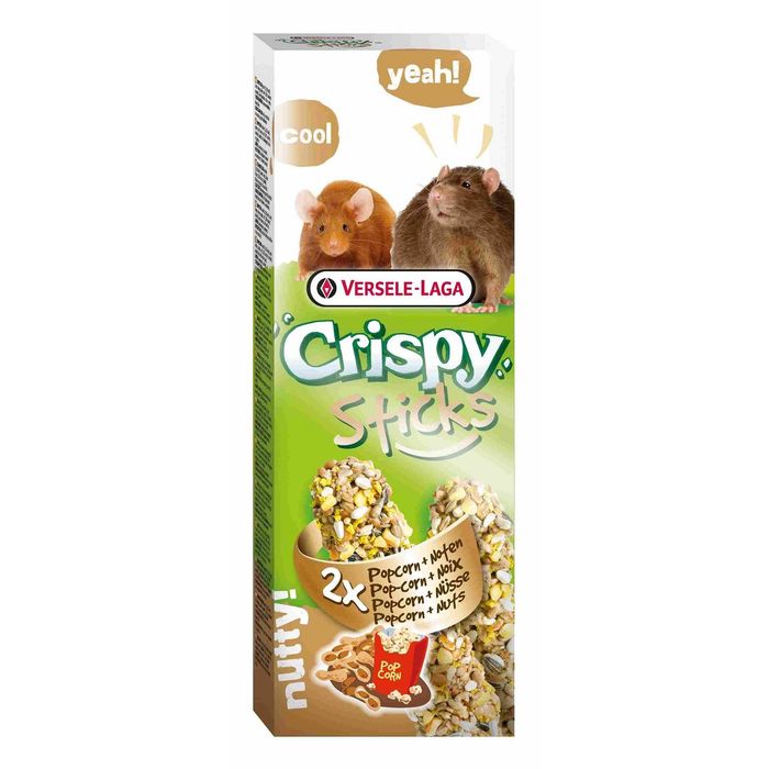 Палочки VERSELE-LAGA Crispy  для крыс и мышей, с попкорном и орехами, 2х55 г