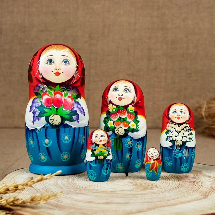 Матрёшка «Мордашка», тюльпан, 5 кукольная,  люкс - фото 8295783