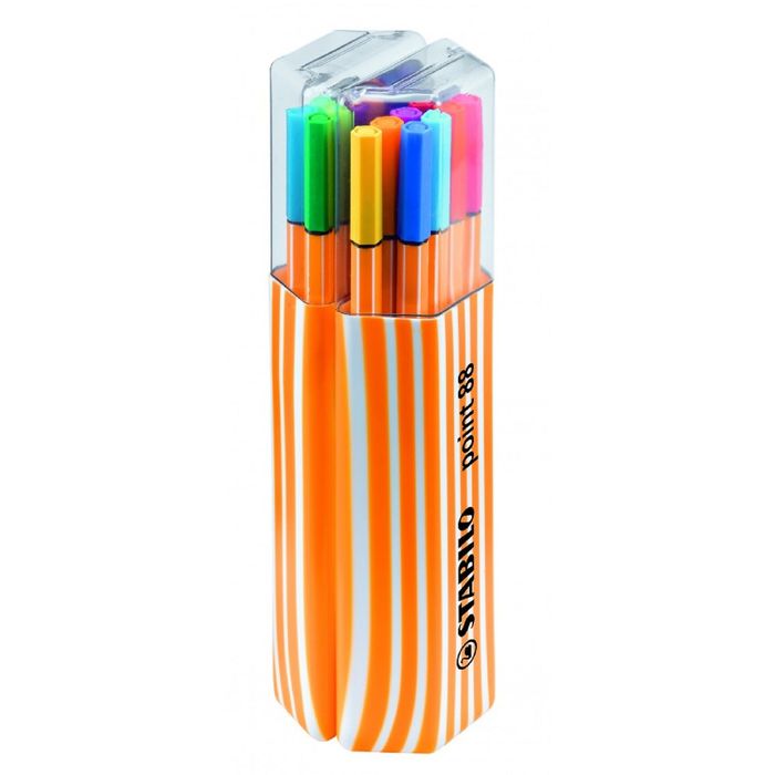Набор ручек капиллярных 20 цветов Stabilo point 88 0.4 мм, 8820-01 в пластиковом футляре из 2-х частей