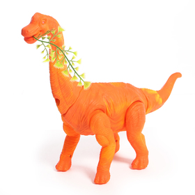 Динозавр «Брахиозавр травоядный», работает от батареек, откладывает яйца, с проектором, цвет оранжевый - фото 5564393