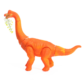 Динозавр «Брахиозавр травоядный», работает от батареек, откладывает яйца, с проектором, цвет оранжевый - фото 5564394