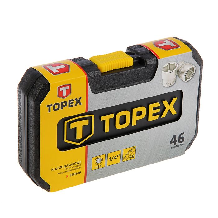 Сменные головки. Сменные головки Topex 38d694. Головки сменные 46 шт 1/4 CRV Topex 38d640. Логотип Торех.