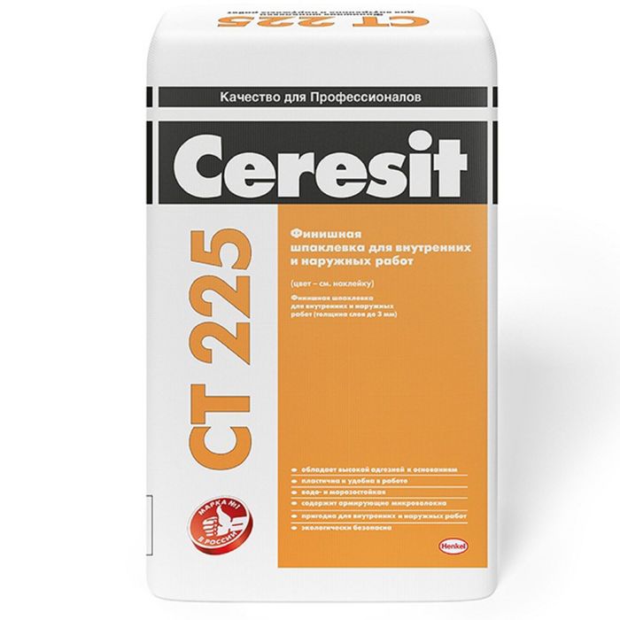 Шпатлёвка фасадная финишная Ceresit СТ 225, белая, 25 кг