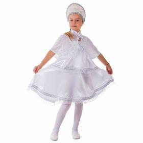 Карнавальный костюм "Снежинка", сарафан 2-ярусный, пелерина, кокошник, р-р 60, рост 116 см