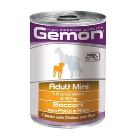 Влажный корм Gemon Dog Mini  для собак мелких пород, кусочки курицы с рисом, ж/б, 415 г