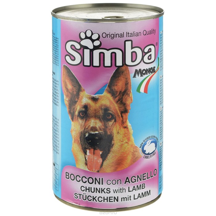 Влажный корм Simba Dog  для собак, кусочки ягненка, ж/б, 1230 г