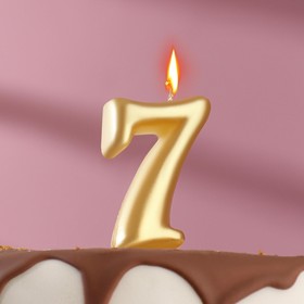 Свеча для торта цифра "Овал" золотая "7", большая, 7 см