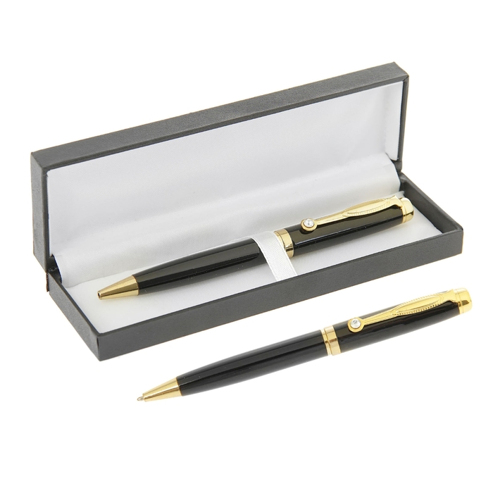 Ballpoint pen in leatherette gift box swivel "fight"