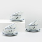 Чайный сервиз на 6 персон «Рококо. Гуси», 12 предметов: кружки 220 мл, блюдце d=15,5 см - фото 265017667
