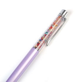 Ручка шариковая, подарочная, поворотная, в пластиковом футляре, "Стразы", сиреневая - фото 10584881