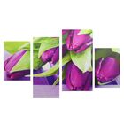 Модульная картина на подрамнике "Фиолетовые тюльпаны", 2 — 30×45, 1 — 29,5×69, 1 — 34×69