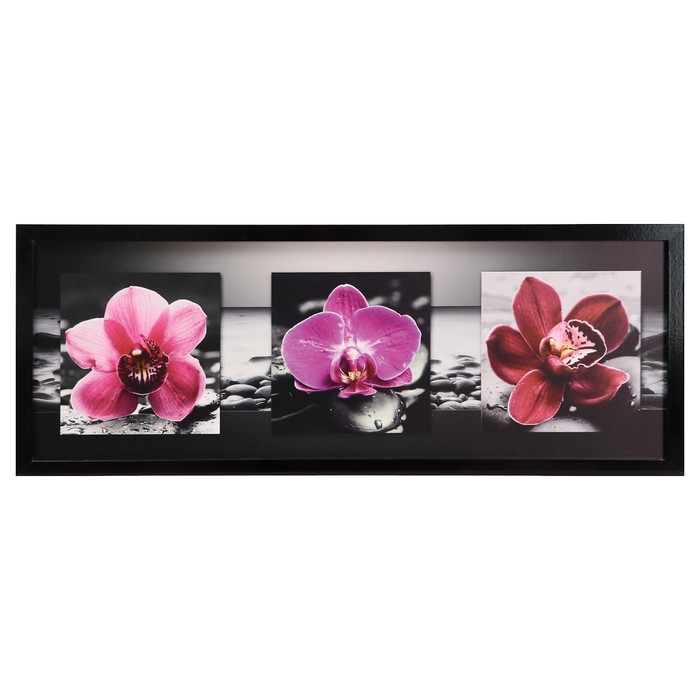 Картина "Тёмно-розовые орхидеи" 42х107 см рамка микс - фото 8296347