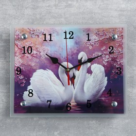 Часы настенные, серия: Животный мир, "Лебеди", 20х25  см, микс в Донецке