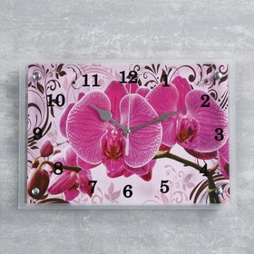 Часы настенные, серия: Цветы, "Розовые орхидеи с узором", 25х35  см, микс