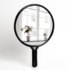 Зеркало с ручкой, d зеркальной поверхности 24,5 см, цвет чёрный