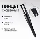 Tweezers, slanted, narrow, 8.5 cm, color black