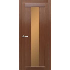 Дверное полотно остекленное Сардиния Каштан, бронза лабиринт 2000х600