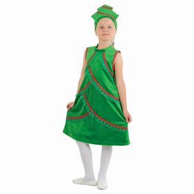 Карнавальный костюм "Ёлочка плюшевая", платье со стойкой, кокошник, р-р 28, рост 104 см