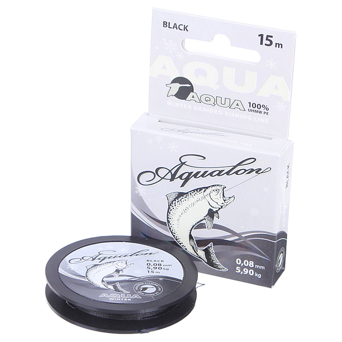 Леска плетёная Aqua Aqualon Black, 15 м, 0,08 мм