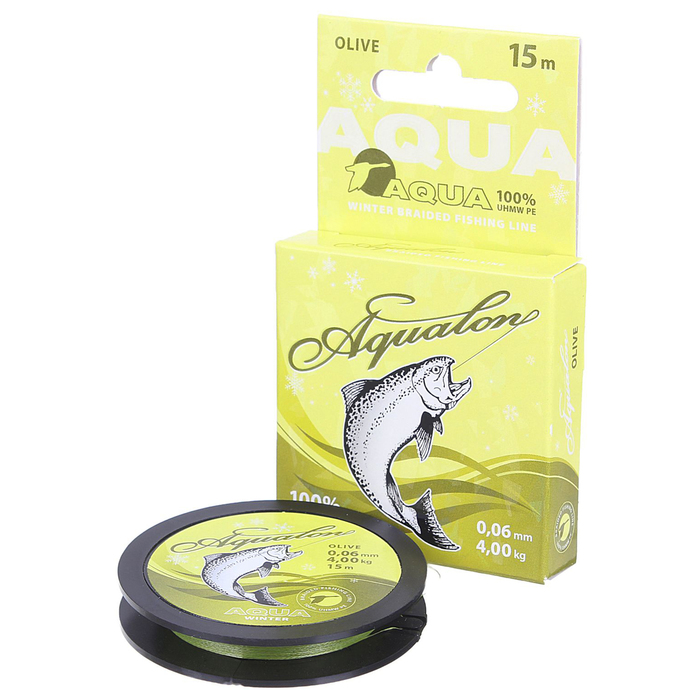 Леска плетёная Aqua Aqualon Olive, 15 м, 0,06 мм