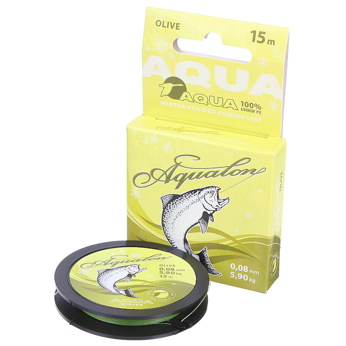 Леска плетёная Aqua Aqualon Olive, 15 м, 0,08 мм