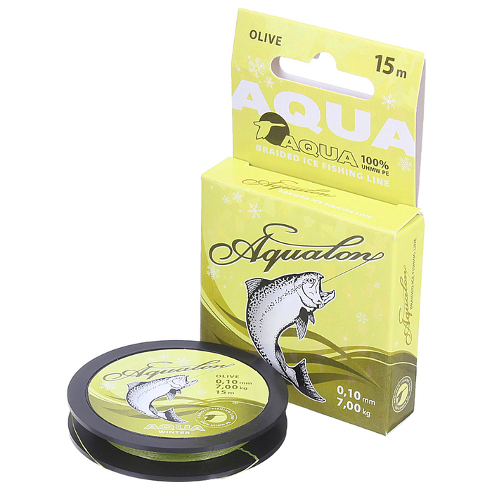 Леска плетёная Aqua Aqualon Olive, 15 м, 0,10 мм