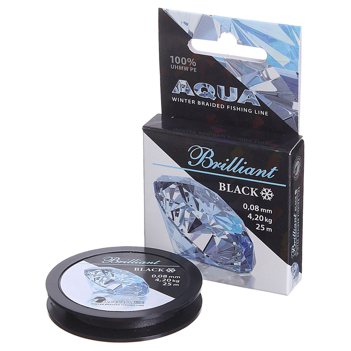 Леска плетёная Aqua Black Brilliant, 25 м, 0,08 мм