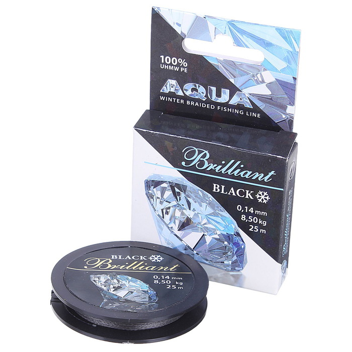 Леска плетёная Aqua Black Brilliant, 25 м, 0,14 мм