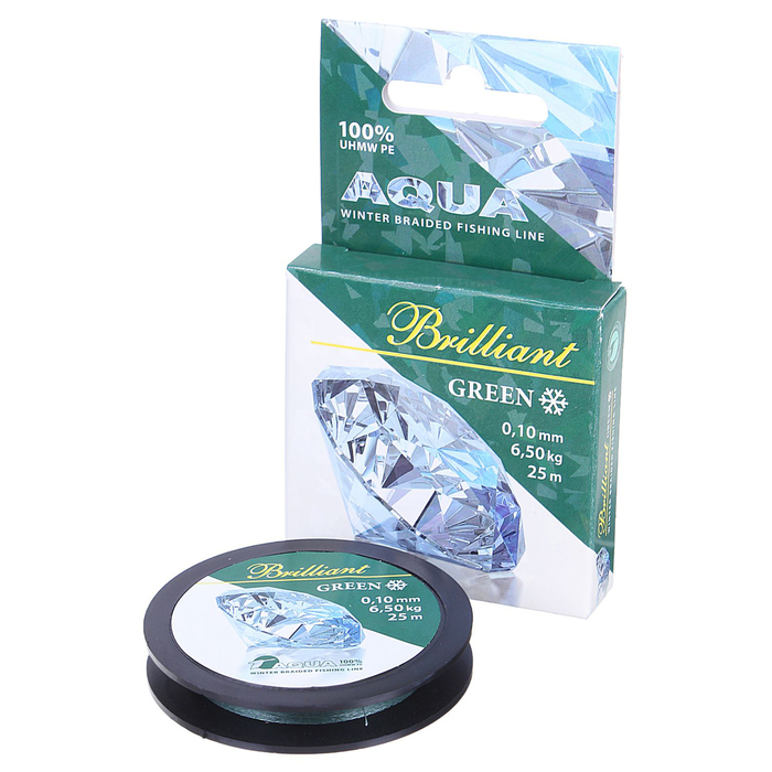 Леска плетёная Aqua green Brilliant, 25 м, 0,10 мм