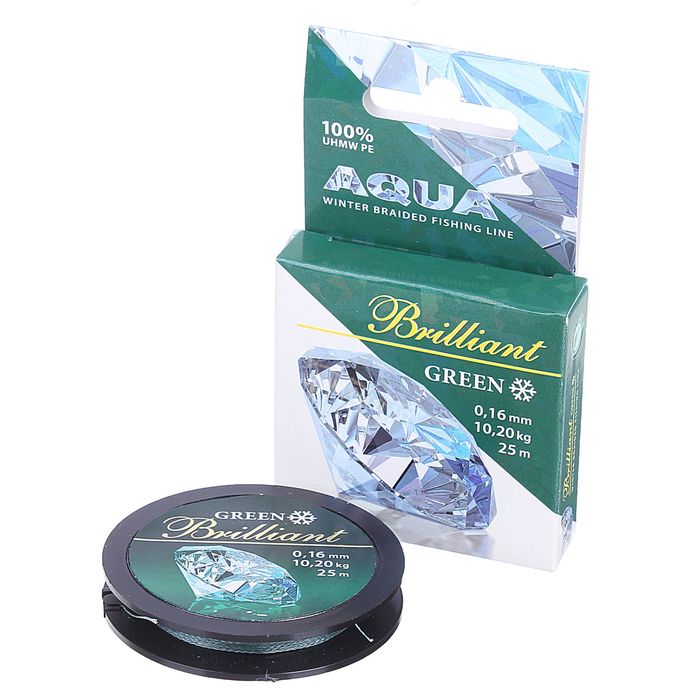 Леска плетёная Aqua green Brilliant, 25 м, 0,16 мм