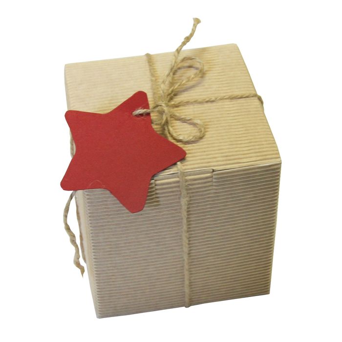 Коробка крафт из рифлёного картона с декором, 9,5 х 9,5 х 9,5 см