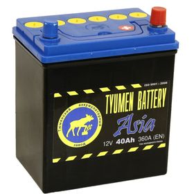 Аккумуляторная батарея Тюмень 40 Ач, обратная полярность 6СТ-40L, Азия 1724277