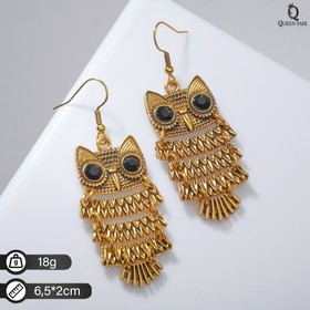 Metal earrings "Owl" mobile, MIX color