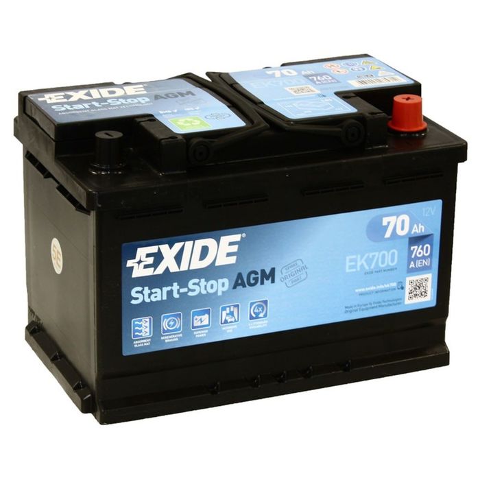 Аккумуляторная батарея Exide 70 Ач, обратная полярность Start-Stop AGM EK700