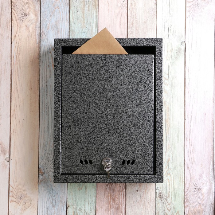 Ящик почтовый «Вертикаль», вертикальный, с замком, антик серебро