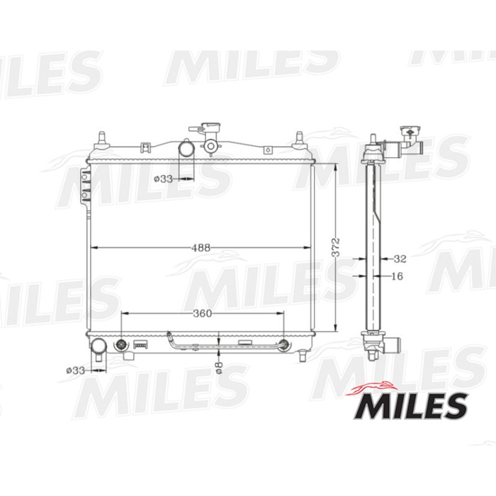 Радиатор охлаждения двигателя MILES ACRB050