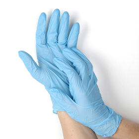 Перчатки нитриловые неопудренные A.D.M., размер L, 100 шт/уп, 7 г, цвет голубой