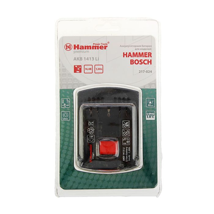 Аккумулятор HAMMER AKB1413Li PREMIUM Li-Ion, 14.4 В, 1.3 Ач для BOSCH