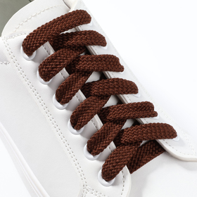 Шнурки для обуви плоские, 8 мм, 130 см, пара, цвет коричневый (25 пара)