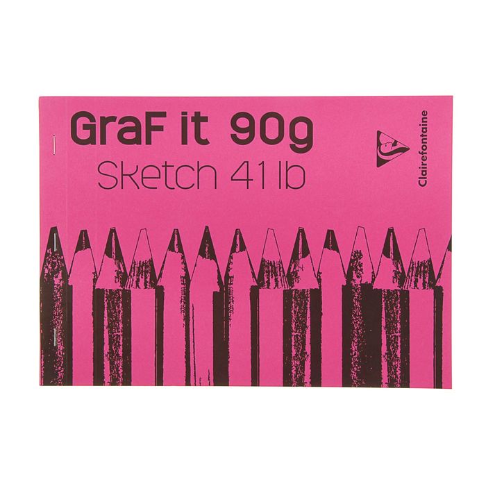 Блокнот для рисунков А4 90 г/м2 Clairefontaine Graft It 80 листов, склейка, с перфорацией, розовый 96680С