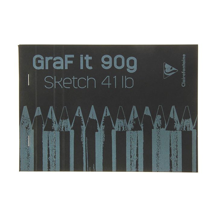 Блокнот для рисунков А5 90 г/м2 Clairefontaine Graft It 80 листов, склейка, с перфорацией, чёрный 96842С