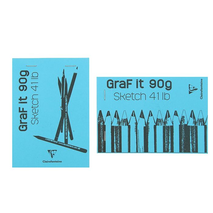 Блокнот для рисунков А6 90 г/м2 Clairefontaine Graft It 80 листов, склейка, с перфорацией, голубой 96669С