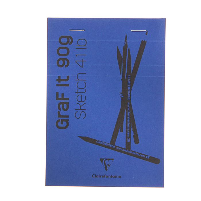 Блокнот для рисунков А6 90 г/м2 Clairefontaine Graft It 80 листов, склейка, с перфорацией, синий 96732С