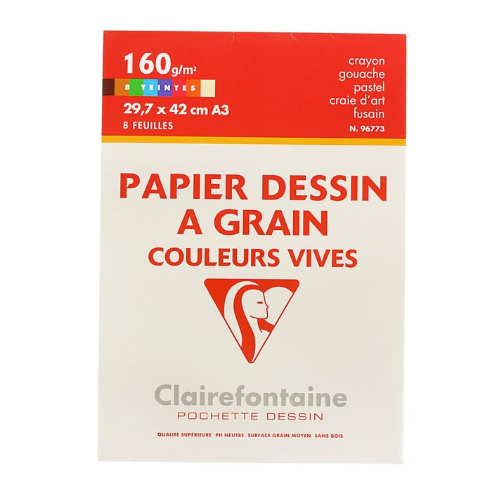Бумага цветная набор А4 Clairefontaine Etival COLOR 100% хлопок 160г/м*2 зернистая